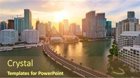  Presentation with miami - Colorful presentation design enhanced with miami-florida-usa-skyline-over backdrop and a tawny brown colored foreground