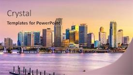  Presentation with miami - Theme having miami-florida-usa-skyline background and a coral colored foreground