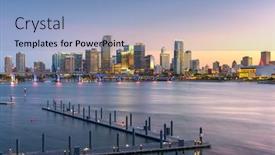  Presentation with miami - Amazing PPT theme having miami-florida-usa-skyline backdrop and a light blue colored foreground