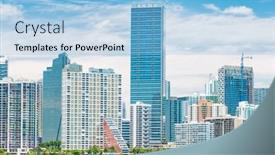  Presentation with miami - Colorful presentation theme enhanced with miami skyline on a beautiful backdrop and a light blue colored foreground