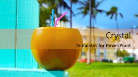  Presentation with miami beach - Cool new PPT theme with miami south beach coconut drink backdrop and a gold colored foreground