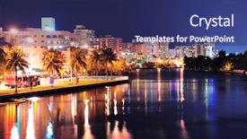  Presentation with miami beach - Theme enhanced with miami south beach street view background and a navy blue colored foreground