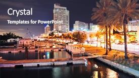  Presentation with miami - Presentation theme with miami south beach street view background and a tawny brown colored foreground