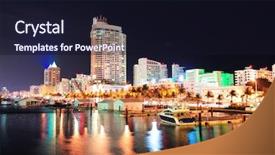  Presentation with miami beach - Slide set featuring miami south beach street view background and a wine colored foreground