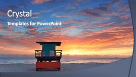 Presentation with miami - Slides enhanced with miami south beach sunrise background and a ocean colored foreground