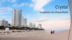  Presentation with miami beach - PPT layouts with miami south beach with blue background and a light blue colored foreground