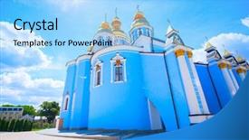  Presentation with monastery - Amazing PPT layouts having st michael's golden-domed backdrop and a light blue colored foreground