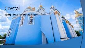 Presentation with monastery - Beautiful theme featuring st michael's golden-domed backdrop and a light blue colored foreground