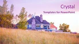  Presentation with sunset at venice beach palm - Slide deck with michigan - beach house during autumn background and a sky blue colored foreground