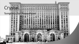  Presentation with detroit - Presentation theme having michigan central train station detroit background and a light gray colored foreground