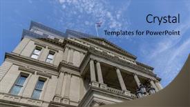  Presentation with building houses - Slide deck featuring state capitol is the building background and a light blue colored foreground