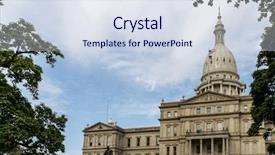  Presentation with legislative - PPT theme with michigan state capitol is background and a sky blue colored foreground