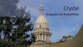  Presentation with legislative - Audience pleasing PPT theme consisting of michigan state capitol is backdrop and a teal colored foreground