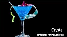  Presentation with cocktail - PPT theme featuring micology - blue curacao cocktail over black background and a  colored foreground