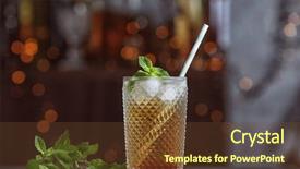  Presentation with mint - Presentation consisting of micology - glass with mint julep background and a tawny brown colored foreground