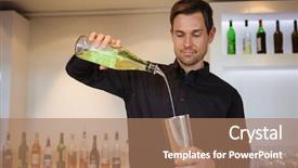  Presentation with bartender - Audience pleasing PPT theme consisting of micology - happy bartender making a cocktail backdrop and a coral colored foreground