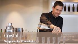  Presentation with mocktails and cocktail - PPT layouts featuring micology - happy bartender pouring cocktail background and a coral colored foreground