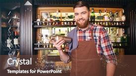  Presentation with bartender - Theme enhanced with micology - happy handsome bartender in brown background and a tawny brown colored foreground