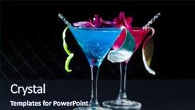  Presentation with molecular simulation - Cool new PPT theme with micology - molecular mixology - blue swimming backdrop and a wine colored foreground