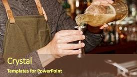  Presentation with liquor - Beautiful PPT theme featuring micology - old styled bartender is pouring backdrop and a  colored foreground