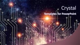  Presentation with chip - Slide deck consisting of micro-chip-concept-mixed-media background and a wine colored foreground