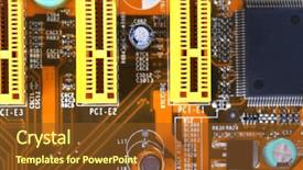  Presentation with circuit board - Presentation theme having micro controller networking - electronic circuit board close up background and a tawny brown colored foreground