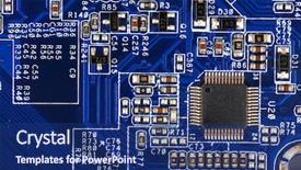 Presentation with circuit board - Theme featuring micro controller networking - electronic circuit board close up background and a ocean colored foreground