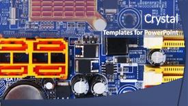  Presentation with circuit board - PPT theme consisting of micro controller networking - electronic circuit board close up background and a ocean colored foreground