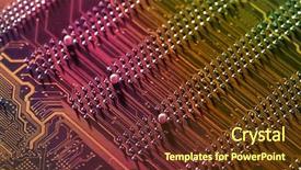 Presentation with microchips on electronic circuit board - Cool new presentation theme with micro controller networking - electronic circuit board close up backdrop and a  colored foreground
