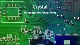  Presentation with circuit board - Presentation theme consisting of micro controller networking - electronic circuit board close up background and a ocean colored foreground