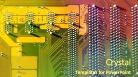  Presentation with circuit board - Slides consisting of micro controller networking - electronic circuit board close up background and a tawny brown colored foreground