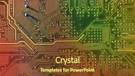  Presentation with circuit board - Theme with micro controller networking - electronic circuit board close up background and a tawny brown colored foreground