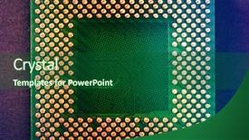  Presentation with processor - Slide deck with micro controller networking - electronic circuit board with processor background and a forest green colored foreground