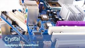  Presentation with computer motherboard - Beautiful theme featuring micro magnet - computer motherboards close up backdrop and a ocean colored foreground