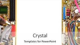  Presentation with computer - Cool new PPT theme with micro magnet - computer motherboards isolated on white backdrop and a  colored foreground