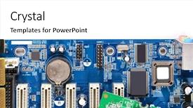  Presentation with magnet - Beautiful PPT theme featuring micro magnet - computer motherboards isolated on white backdrop and a white colored foreground