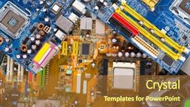  Presentation with magnet - Slide set enhanced with micro magnet - computer motherboards with fans close background and a tawny brown colored foreground