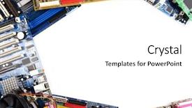  Presentation with magnet - PPT layouts consisting of micro magnet - computer motherboards with fans isolated background and a white colored foreground