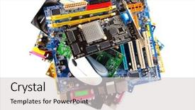  Presentation with magnet - Presentation theme having micro magnet - computer motherboards with mouse isolated background and a  colored foreground