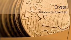  Presentation with euro - Presentation theme consisting of micro market - euro cent coin macro magnification background and a coral colored foreground