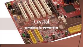  Presentation with computer motherboard - Cool new PPT theme with micro robots - closeup of computer motherboard backdrop and a tawny brown colored foreground
