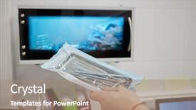  Presentation with medical hand - Audience pleasing theme consisting of microbial testing - doctor hand holding pack backdrop and a coral colored foreground