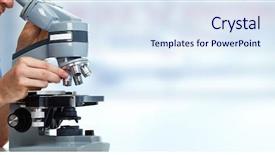  Presentation with microbiology - Slides with microbiology - doctor man with microscope background and a sky blue colored foreground