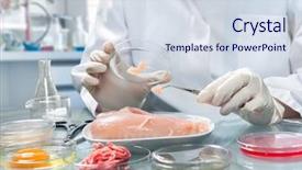  Presentation with food laboratory - Presentation having microbiology - quality control expert inspecting background and a sky blue colored foreground