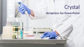  Presentation with microbiology - PPT layouts consisting of microbiology - research operator preparing samples background and a sky blue colored foreground