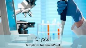  Presentation with laboratory microbiology - Cool new theme with microbiology - scientist working at the laboratory backdrop and a light blue colored foreground