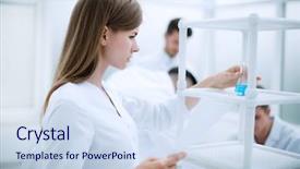  Presentation with laboratory microbiology - Cool new slides with microbiology - student girl in microbiological class backdrop and a sky blue colored foreground