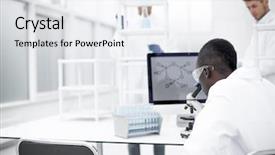  Presentation with laboratory microbiology - Audience pleasing slides consisting of microbiology - young scientist on the blurred backdrop and a white colored foreground