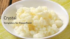  Presentation with kefir - PPT theme having microbology cheese - bowl of tibetan kefir mushrooms background and a lemonade colored foreground