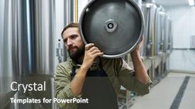  Presentation with standard drink unit - PPT theme featuring microbrewery-owner-carrying-keg background and a  colored foreground